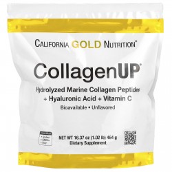 CALIFORNIA GOLD NUTRITION - CollagenUP Hydrolyzed Marine Collagen Peptides + Hyaluronic Acid + Vitamin C - 464g
