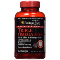 Maximum Strength Triple Omega 3-6-9 Fish, Flax & Borage Oils-120 Softgels
